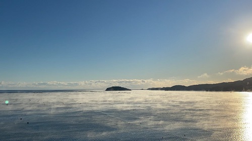 気嵐(けあらし)と志津川湾！