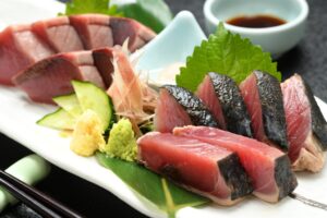 【鮑の踊り焼とカツオ刺し・タタキプラン】気仙沼直送！鮑は踊り、カツオは刺しもタタキも。