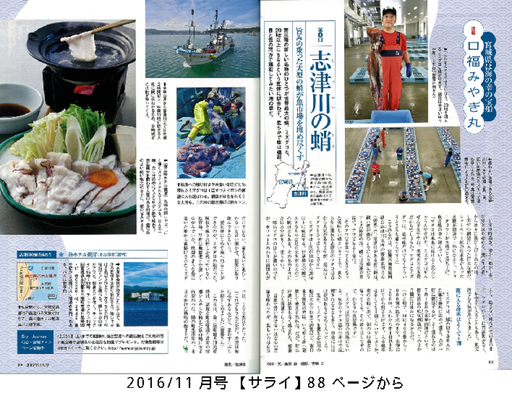 2016/11月号　【サライ】　第4回　志津川の蛸